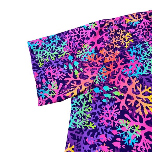 Geek Tropical Mens Science Marine Biology Rainbow Coral Button Up Shirt Size XL - Picture 4 of 6
